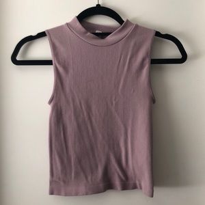 Lavender - Lilac - purple high neck crop top